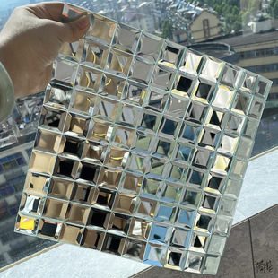Mosaic Mirror Crystal Glass Stereo Self-Adhesive Decorative Tile Edge Tv Hotel Lobby Frame Ktv Wall Sticker