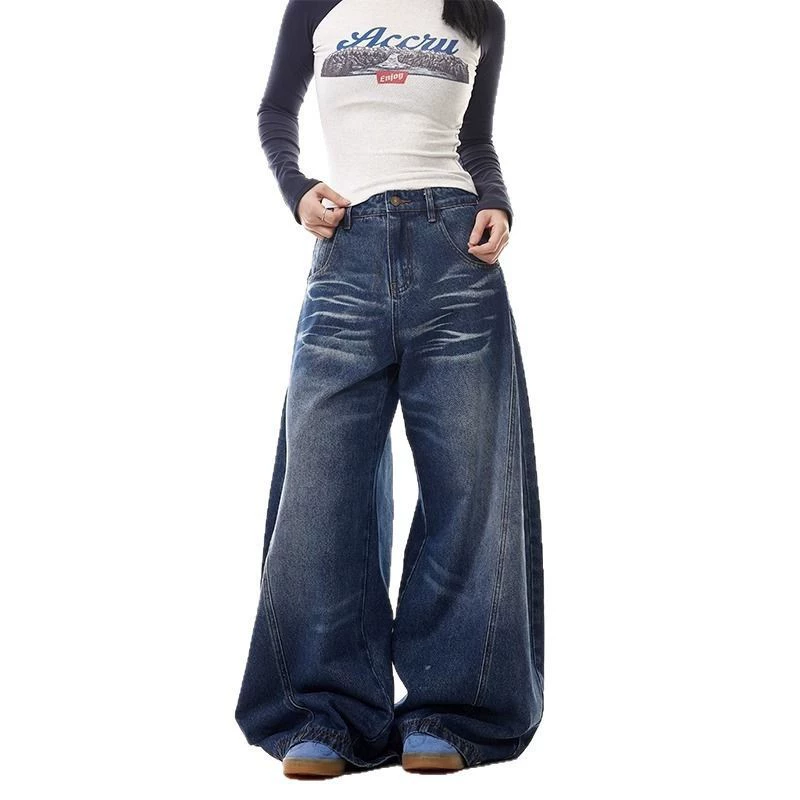 Three dimensional jeans for leisure for men and women, trousers, American style, loose straight fit