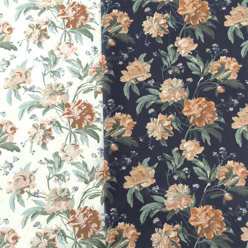 Dark Peony Flower Cotton Twill Printed Fabric Bedding Handmade Home Clothes Pajamas Bag Baby Clothes Fabric
