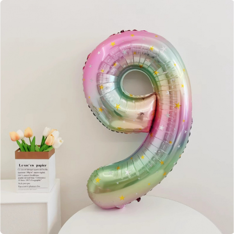 40inch アルミフィルムデジタルバルーン ベビーブルーピンク 女の子の誕生日シーンの装飾 ベビー123歳の誕生日の装飾|undefined