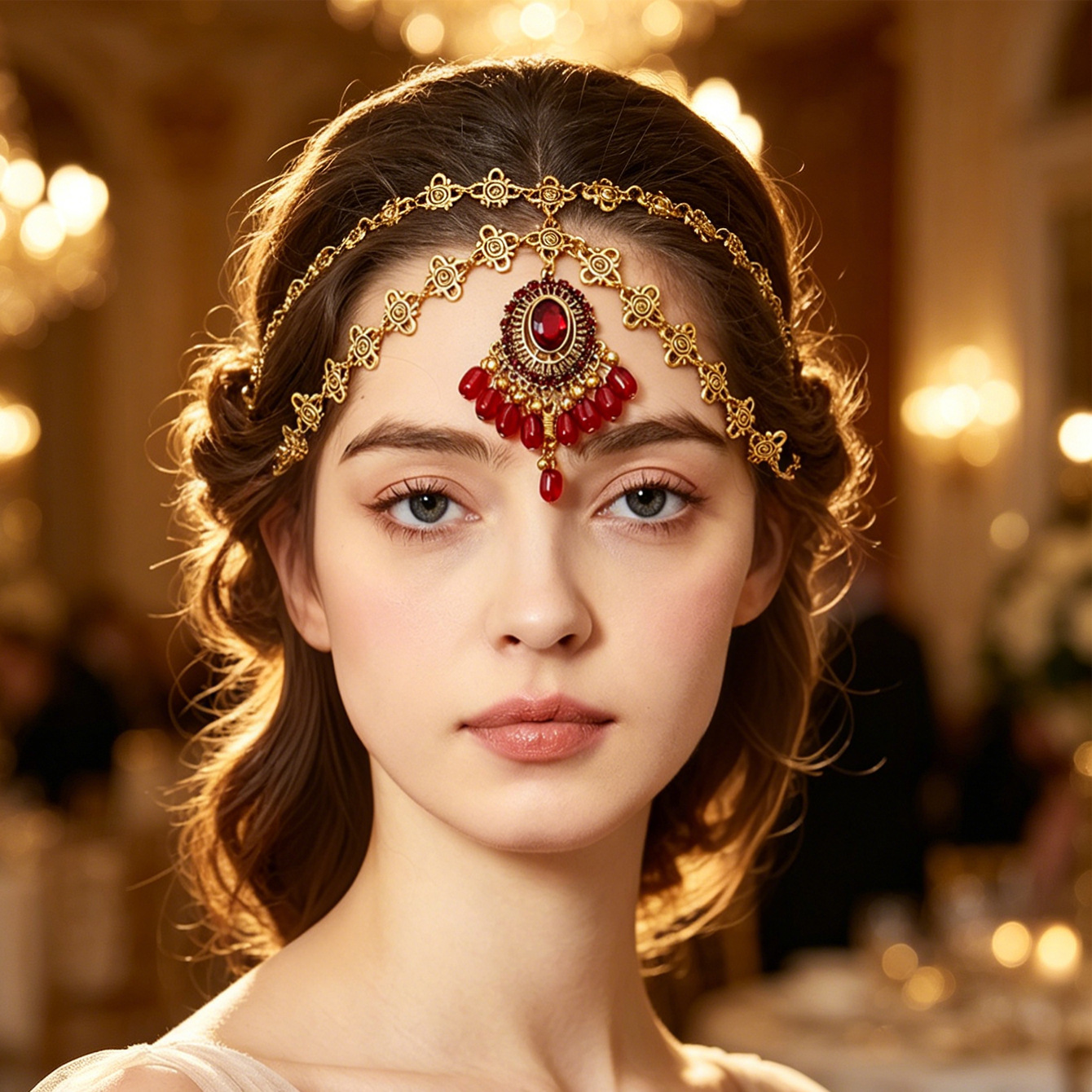 Direct sales from the manufacturer: cross-border ethnic and Indian style, unique, exaggerated, luxurious multi-layered tassel hair accessory, headpiece, and forehead pendant