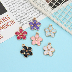 diy ジュエリーアクセサリー合金オイルドリップヒョナスタイルカラフルな小さな桜の花ブレスレットネックレスイヤリングヘアアクセサリーペンダント