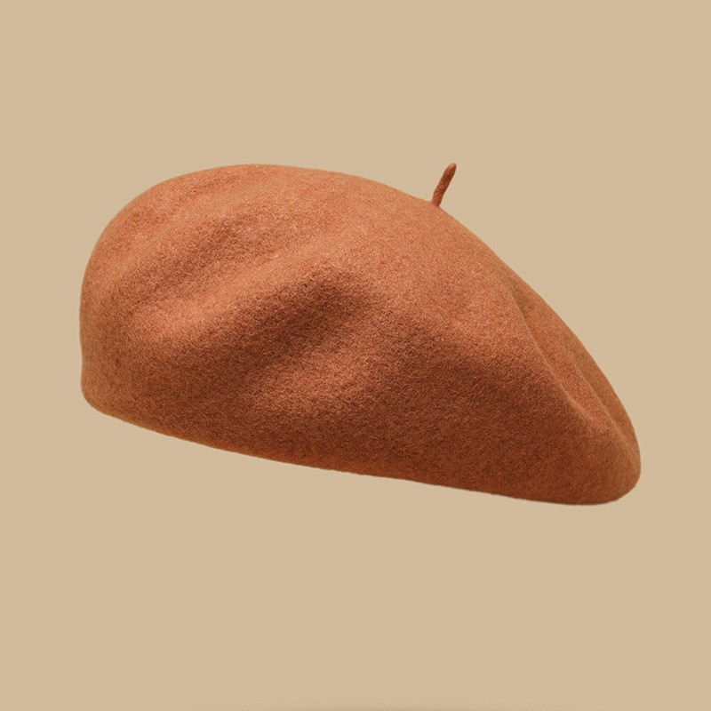Unisex Beret Hat Lady Autumn-Winter vintage large diameter wool painter hat matching face small paper boy hat_voghion.com