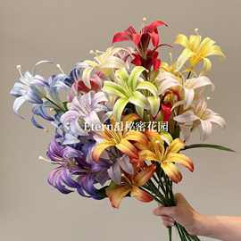 仿真花金百合3D打印百合花萱草百合婚庆婚礼花排插花家居装饰批发