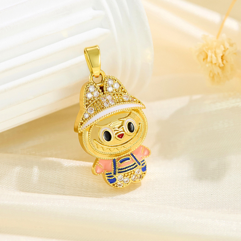 クロスボーダー漫画ラブブ油滴色保持銅金メッキかわいい diy アクセサリージュエリーネックレスブレスレットペンダントシングルペンダント|undefined