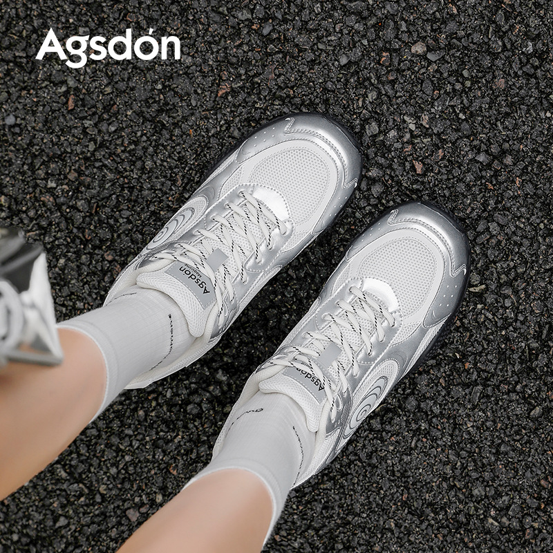 Augu Shi Deng plata zapatos de entrenamiento para mujeres 2025 nuevos zapatos deportivos de verano, zapatos de carreras ligeros casuales, zapatos de suela gruesa