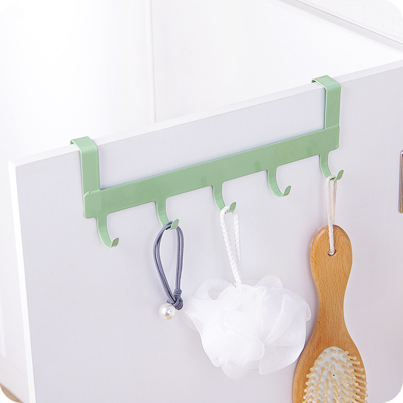 Gancho de ropa fila Gancho sin clavos sin costuras multifuncional baño gancho de hierro puerta del armario de cocina tipo trasero Gancho de 5 piezas