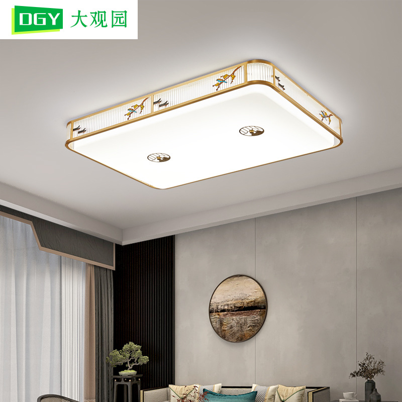 Gran vista jardín de estilo chino sala de estar luz de techo Zen atmósfera de alta gama nuevo dormitorio comedor chino lámpara de cobre 667L
