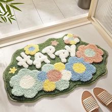 跨境代发ins风浴室脚垫吸水家用加厚仿羊绒卫生间防滑玄关地垫