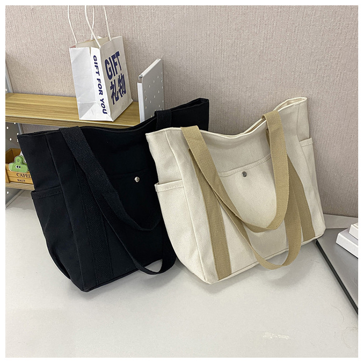 New canvas bag for women, ins forest style single-shoulder bag, large capacity for books, student commuting bag for classes, hand-held cloth bag undefined