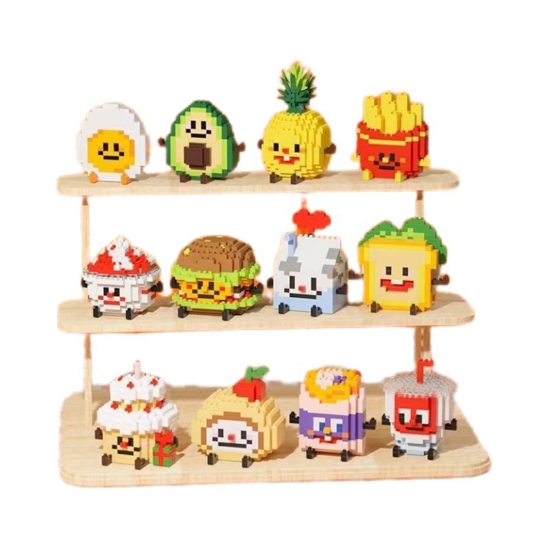 Chao Le Chuang 8921-32 Burger Food Doll Building Block Series Six Day Children's Gift Girl Blind Box Stand