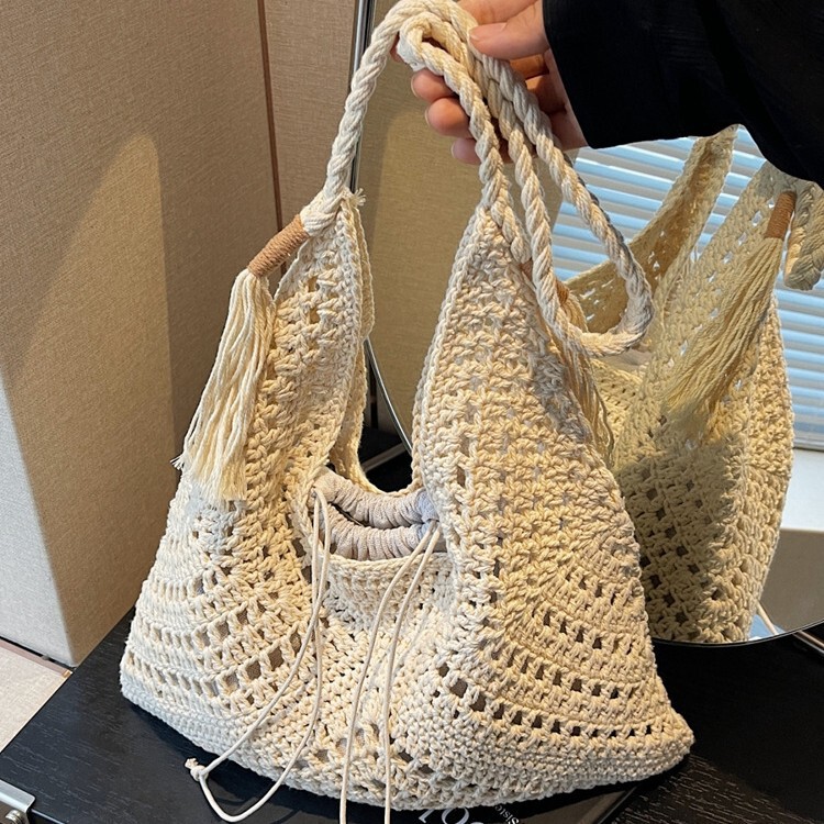 Lazy Style Relaxed Large-Capacity Woven Bag for Women Summer Seaside Vacation Shoulder Beach Bag Straw Tote Bag Lazy Style Relaxed Large-Capacity Woven Bag for Women Summer Seaside Vacation Shoulder Beach Bag Straw Tote Bag
