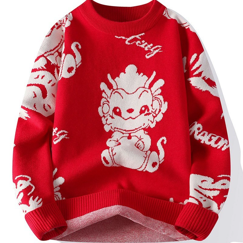 Birthday charm, knitted trend travel base body-friendly sweater, print, men's style