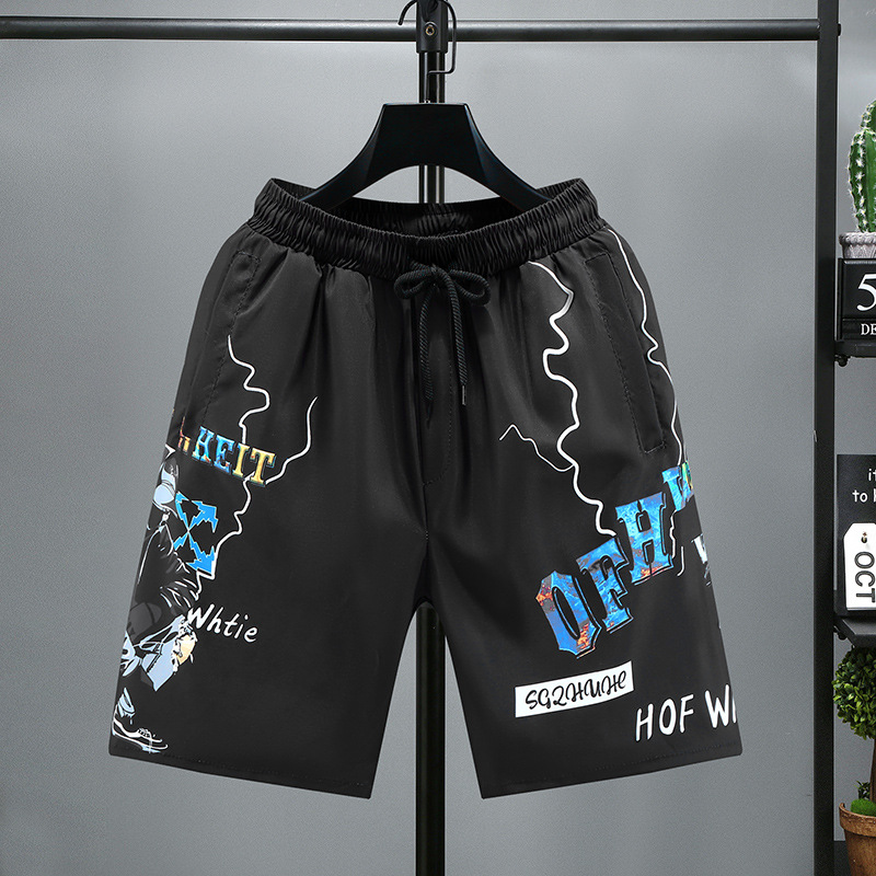 Sommermodische Strand-Männer mit trendigem Pferd, große Shorts, schnell trocknende Hose aus Eisseide, schmale Passform, Fünf-Punkte-Inventar_voghion.com