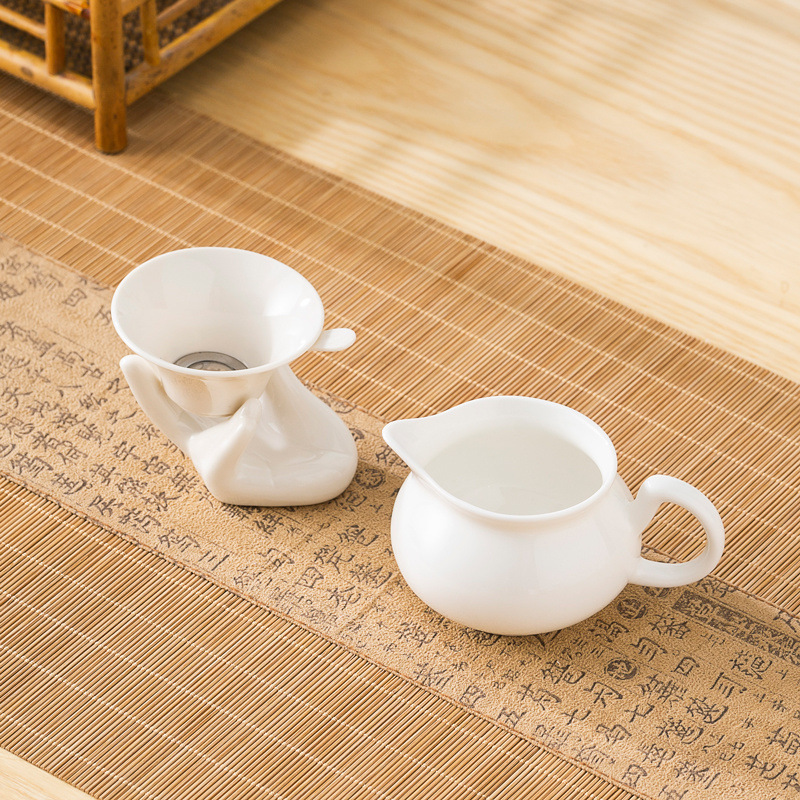 Cuenco de cubierta de porcelana de hueso, grasa de cordero, juego completo de té Chaoshanfu, simple ceremonia de té casera, tetera de té image 22