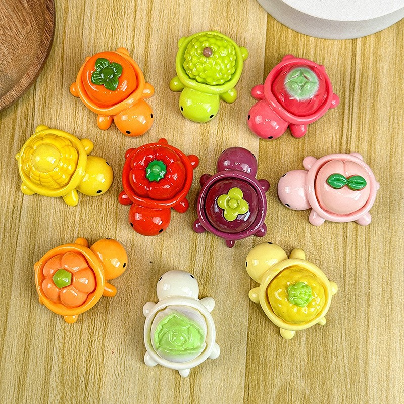 Frutas y verduras de resina 10 pequeñas tortugas en un grupo