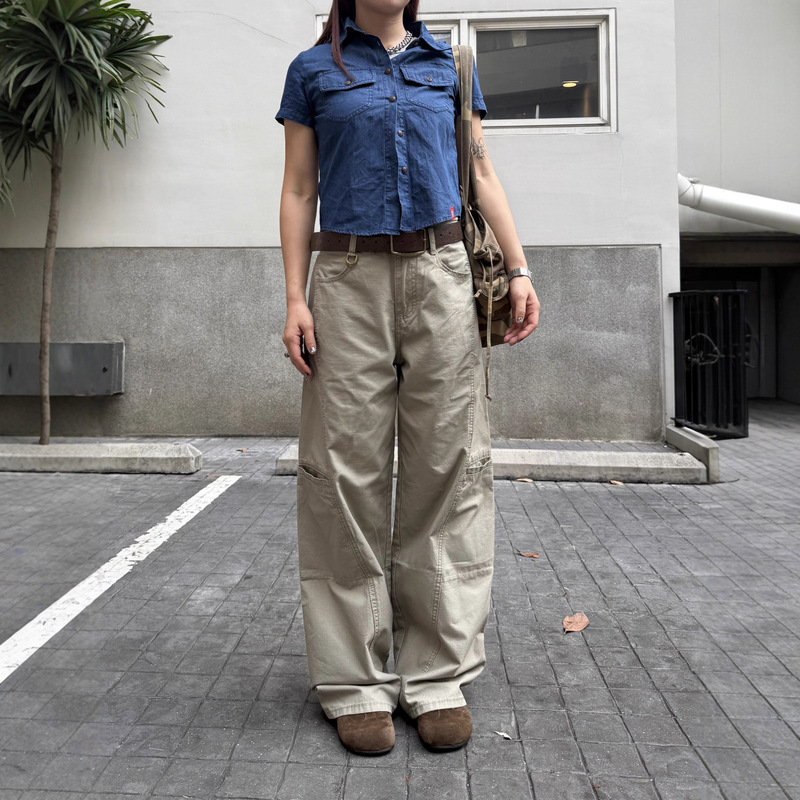 Loose Casual Patchwork Long Pants Trendy American Retro Small Multi-Pocket Straight Cut Cargo Pants Unisex