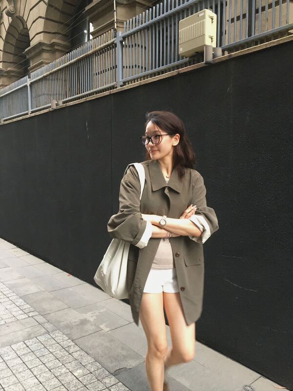 元派bluepops2025秋新款工装风翻领皮衣外套宽松中长款风衣A5580|undefined
