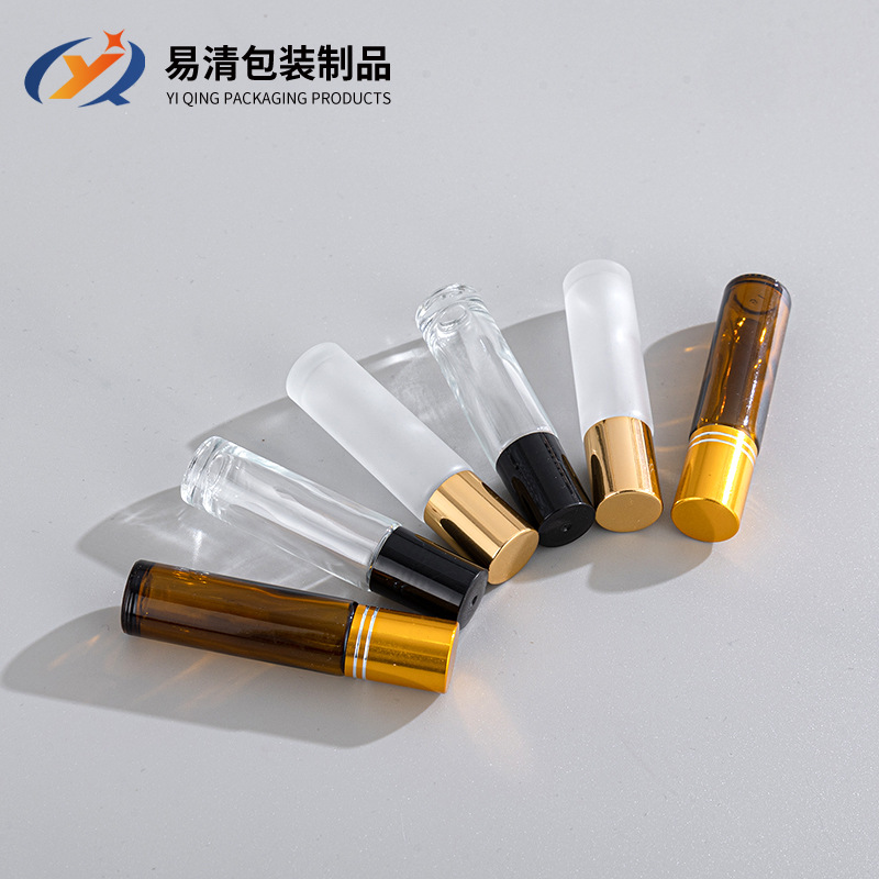 En stock: Botella de vidrio roll-on de 10 ml, ámbar transparente, para perfume, aceites esenciales, envase roll-on, botella de vidrio para subenvasado.