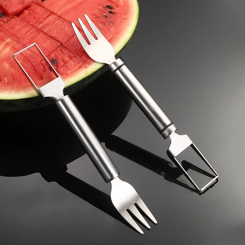 Summer Watermelon Eating Artifact Stainless Steel Double-headed Watermelon Slicer Fruit Fork Multi-functional Dividing Tool Wholesale Summer Watermelon Eating Artifact Stainless Steel Double-headed Watermelon Slicer Fruit Fork Multi-functional Dividing Tool Wholesale