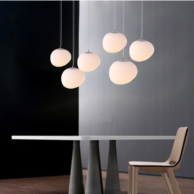 Nordic Creative Glass Pendant Lamp, Simple Living Room Dining Room Children's Bedroom Creative Danish Designer Pebble Pendant Lamp