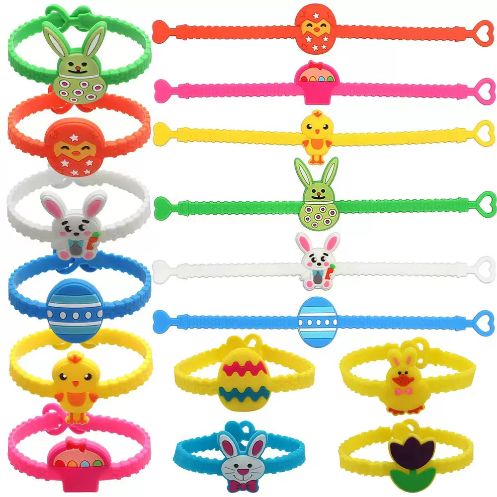 新款pvc彩蛋运动手链滴胶创意兔子手腕带复活节硅胶手环派对礼品