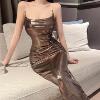 Waist up， backless， sexy long， hip wrapped suspender dress for women