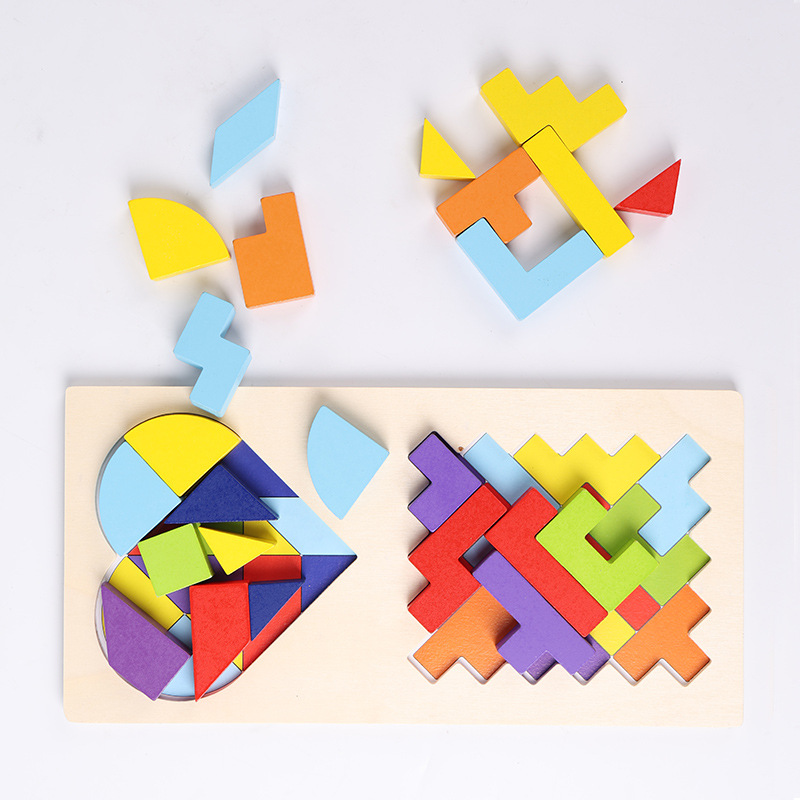 Madera Tetris juguetes de puzzle para niños bloques de construcción para niños y niñas de 3 - 6 años de edad puzzle puzzle
