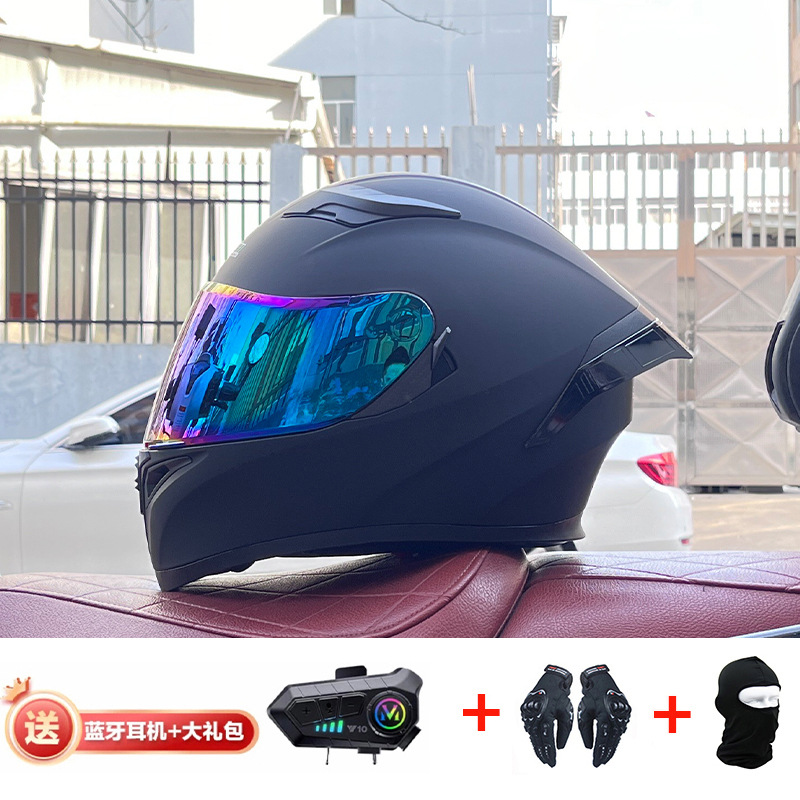 Casco de cola grande de motocicleta Jiekai Casco completo con auriculares Bluetooth Casco de conducción de motocicleta eléctrica de cuatro estaciones para hombre