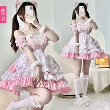 粉色动漫女仆装cos服装日本lolita性感可爱少女洛丽塔吊带连衣裙