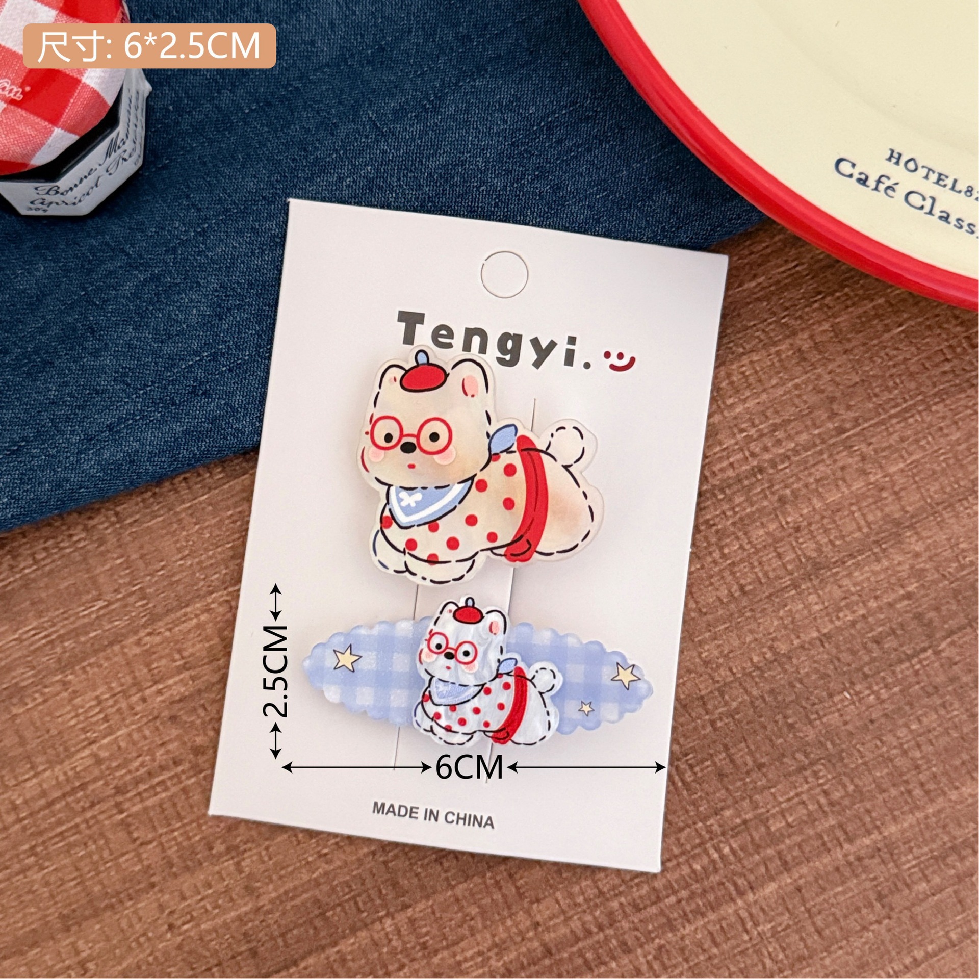 Diversión de dibujos animados oso acrílico clip de pelo dulce chica clip de boca de pato alto valor facial universal clip de pelo para niños adornos de cabello para mujeres