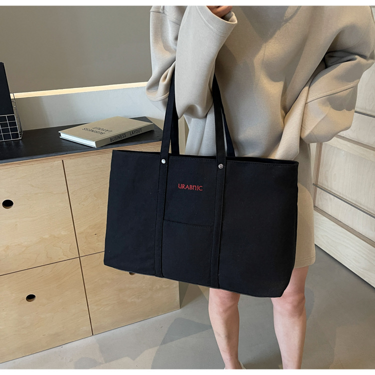 Large capacity canvas for women's 2024 new single shoulder casual and versatile tote bag, college student class_voghion.com