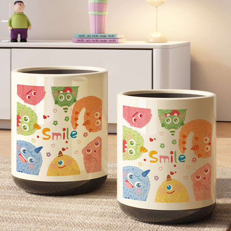 Dopamine-Style Swing-Top Trash Can for Home Use, High Aesthetic Value, Suitable for Living Room, Bedroom, Light Luxury, High-End Bathroom, with Lid, Large Capacity