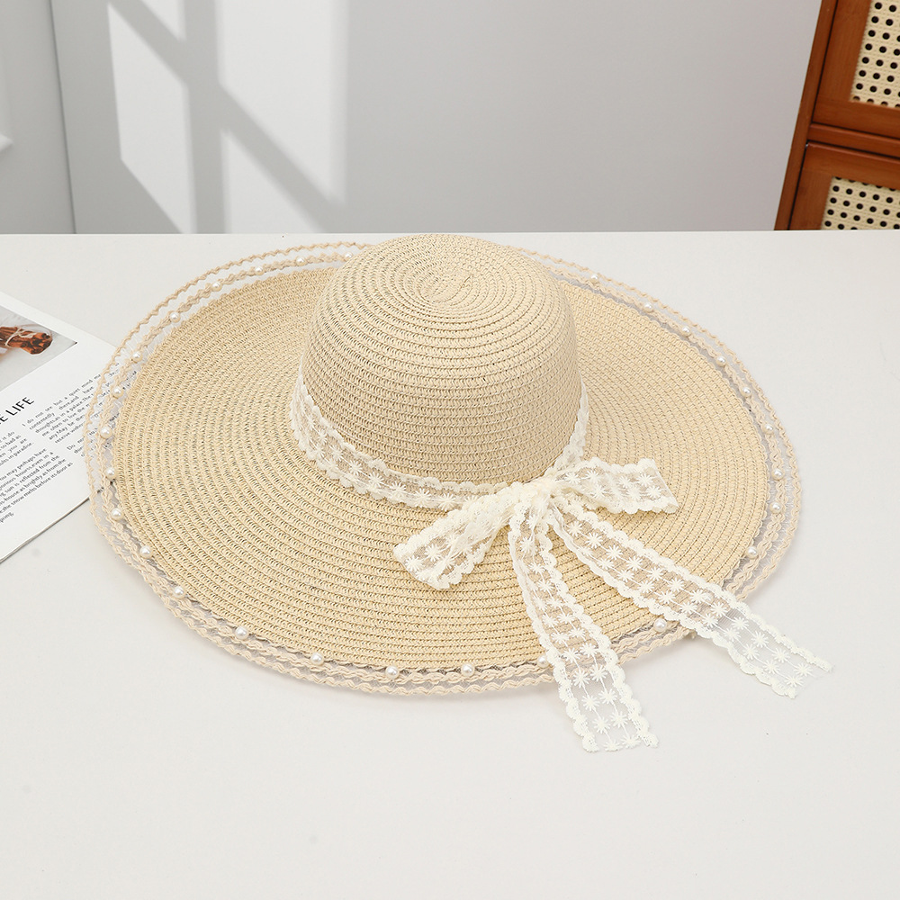 Sombrero paja ala ancha con lazo verano