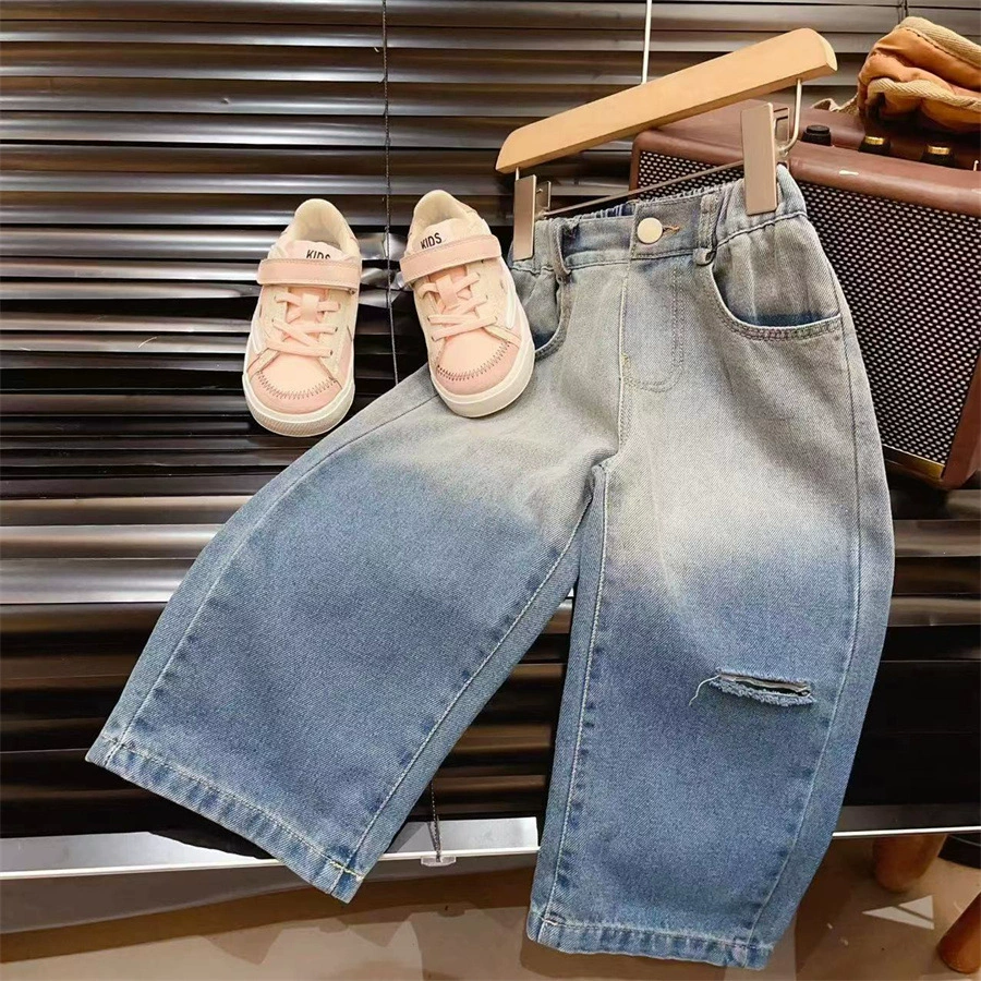 Детские casual штаны, джинсы, осень, детская одежда, градиент, свободный крой