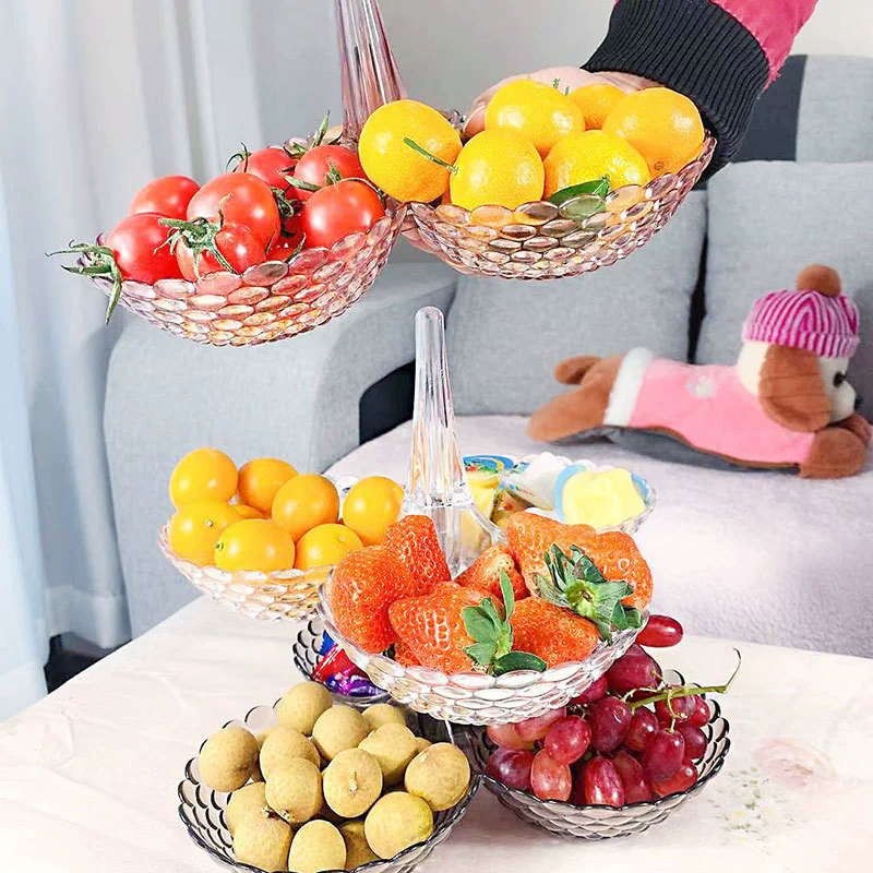 Internet celebrity home fruit plate snack storage disk can fold the fruit disk multi -layer fruit plate living room dry fruit melon seeds seed candy plate
