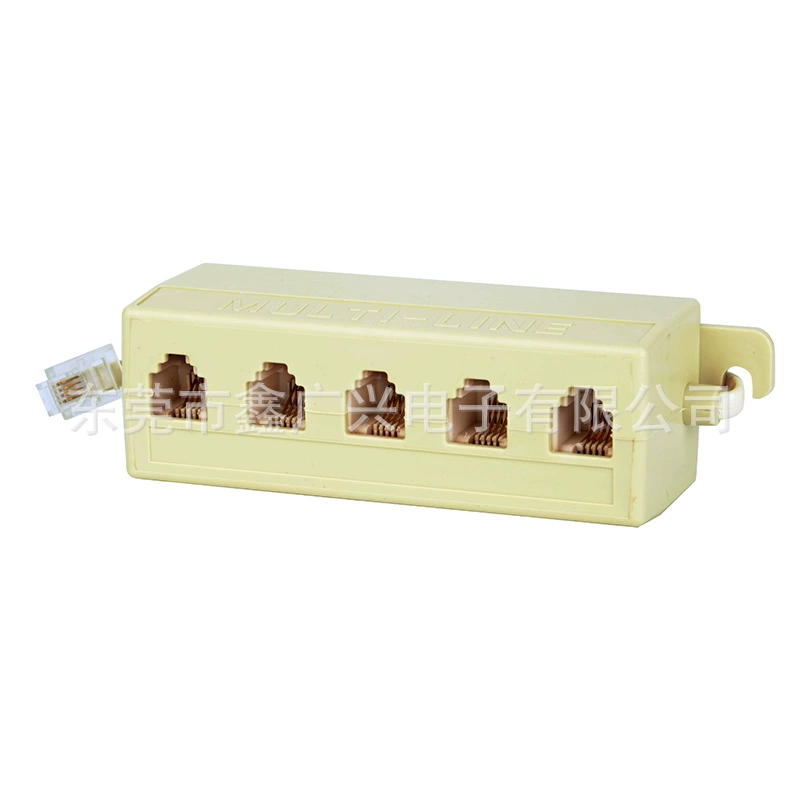 Телефонный разделитель: одна точка, пять/четыре/три распределителя, одна точка, две телефонные линии, один перетаскивание, четыре прямых разъема