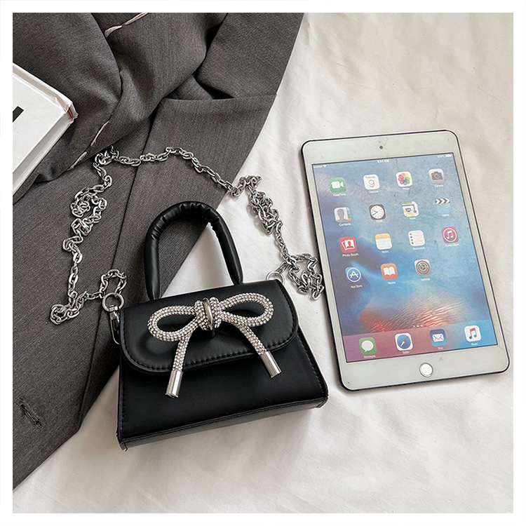 Ins niche French textured bag female 2024 new bow small square bag stylish shoulder messenger bag_voghion.com