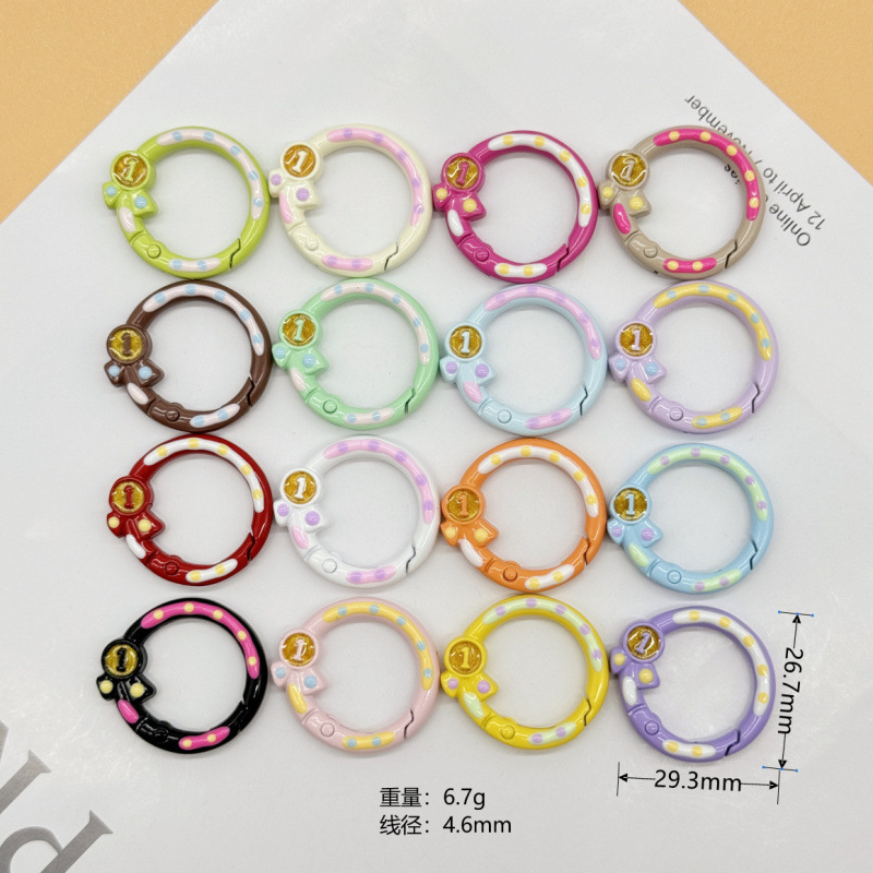 スプリングリングキャンディーカラースプリングバックルアクセサリーカラフルな愛ペイントブックリングカードリングキーホルダーオープン diy ジュエリー|undefined