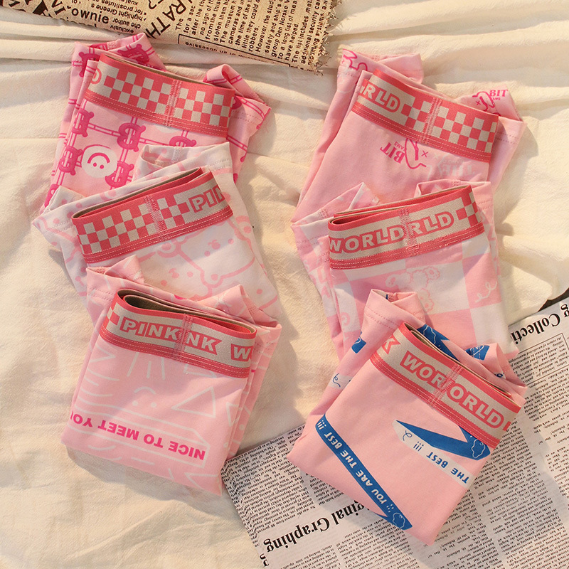 Men's Pink Men's Underwear Men's Cute Boys Teenager Boxer Boxer Men's Shorts Head Boys Pure Cotton