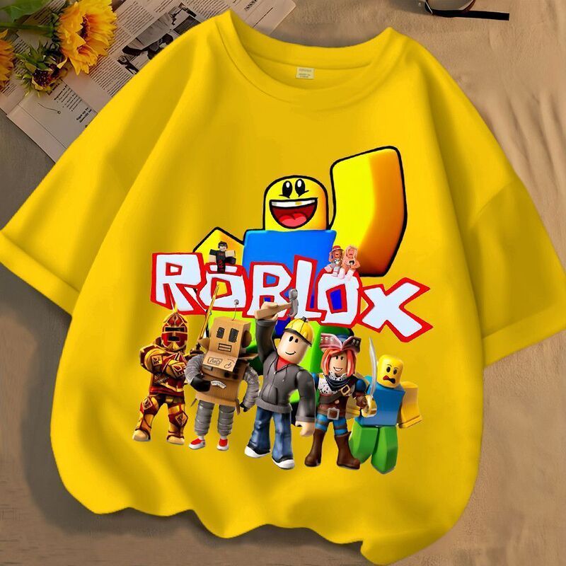Cute Roblox Cartoon Fashion Summer Unisex Solid Color Short-Sleeve Versatile Round-Neck Loose T-Shirt for Kids and Adults Cute Roblox Cartoon Fashion Summer Unisex Solid Color Short-Sleeve Versatile Round-Neck Loose T-Shirt for Kids and Adults