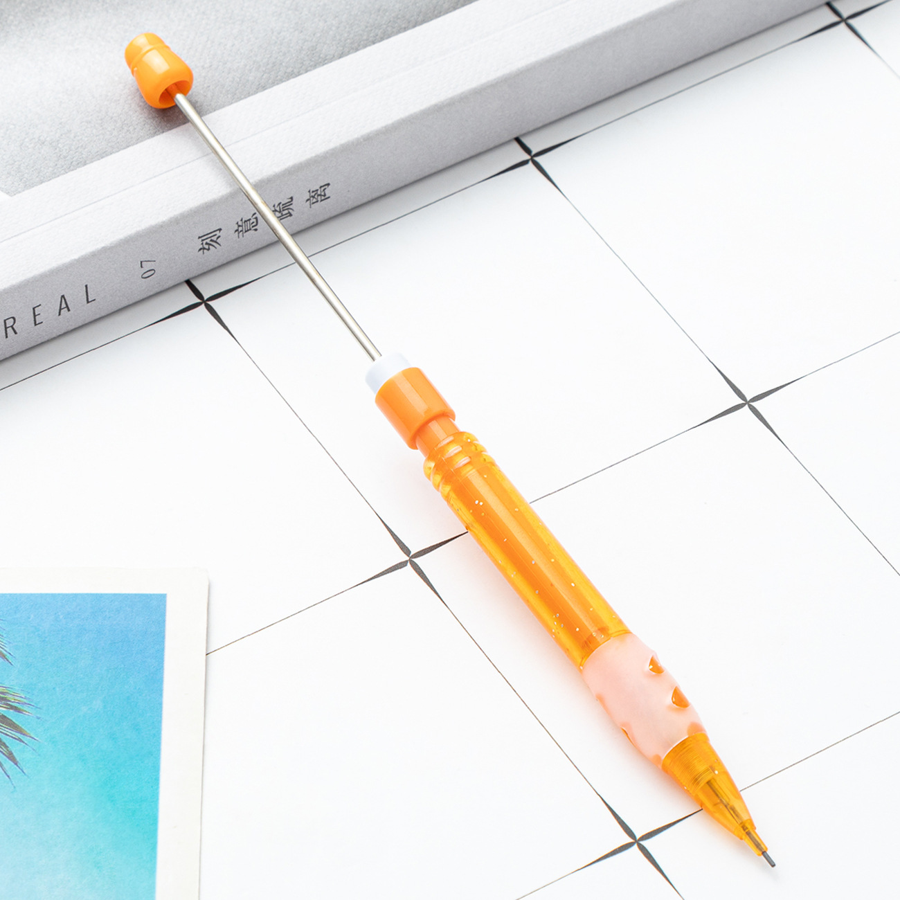 Diy lápiz de cuentas de 0.5mm lápiz sin afilado lápiz automático de núcleo continuo lápiz para estudiantes de primaria para escribir lápiz de viento lindo