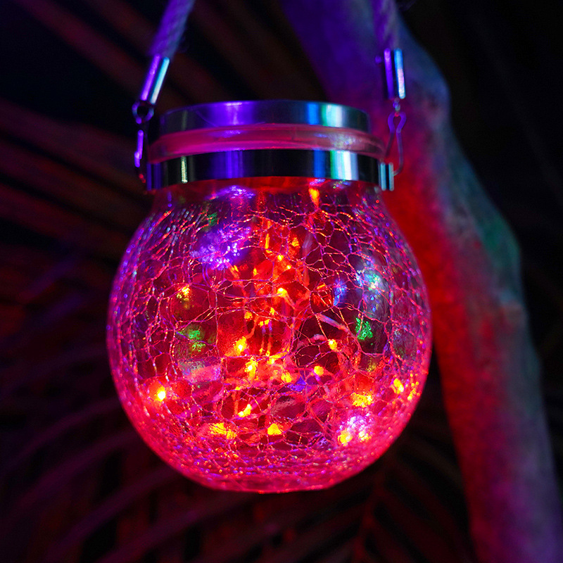 Lámpara solar para exterior/jardín, con efecto de grieta/botella/colgante/deseos, decoración creativa, lámpara de botella Mason navideña