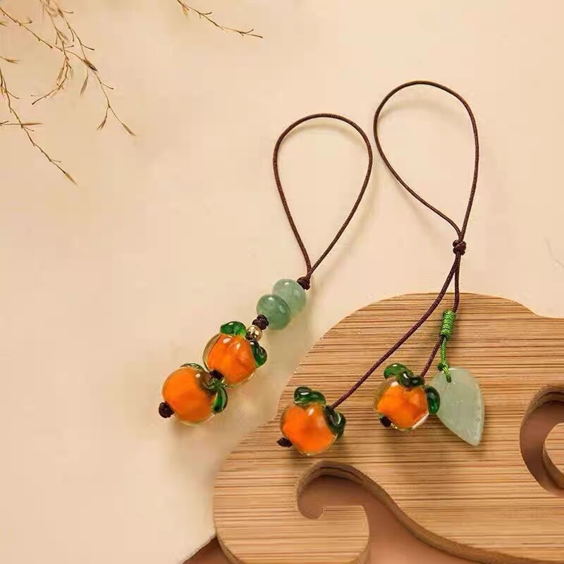 Persimmon charm bracelet, chain, lanyard, car key pendant, Chinese style phone case decoration