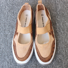 日本玛丽珍女鞋帆布鞋小香风单鞋女夏季水洗做旧浅口文艺松紧带潮