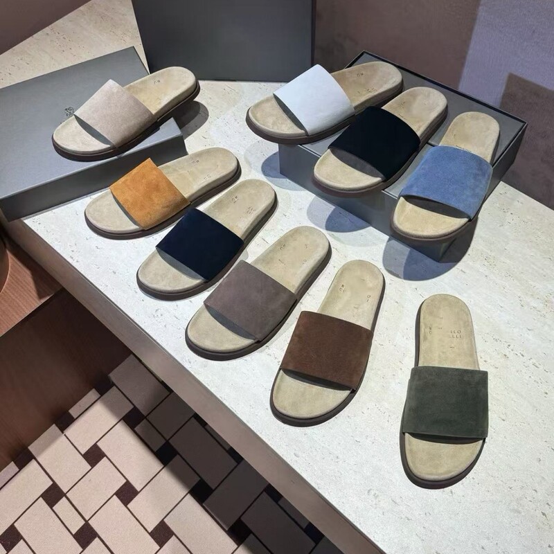 Old Money Style Men's Slide Sandals 26 Summer New Outdoor Suede Breathable Retro Fashion Non-Slip