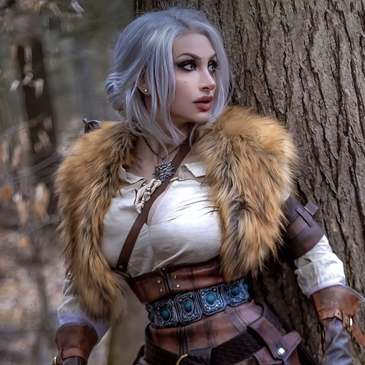 外贸跨境万圣节二次元cos角色扮演恶搞维京皮草毛毛斗篷披肩毛领