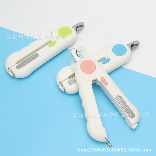 Cross-border pet grooming and cleaning supplies LED light blood stop cat nail file dog nail clippers nail scissors