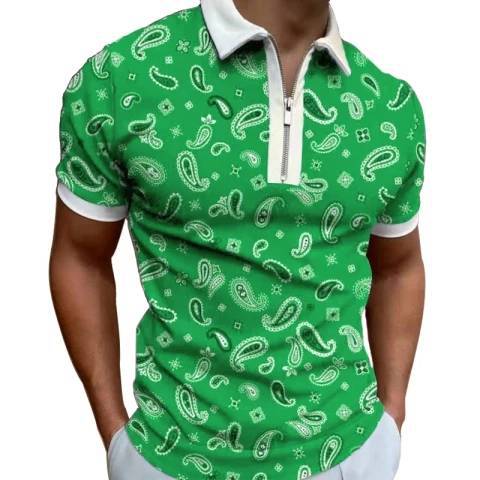 Comercio exterior europeo y americano primavera nueva moda casual popular impresión polo camiseta con cremallera hombres envío gratis