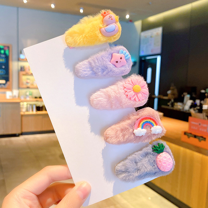 Otoño e Invierno de los niños de felpa horquilla accesorios para el cabello clip de bebé pelo roto BB clip lindo lana horquilla niña princesa accesorios para el cabello